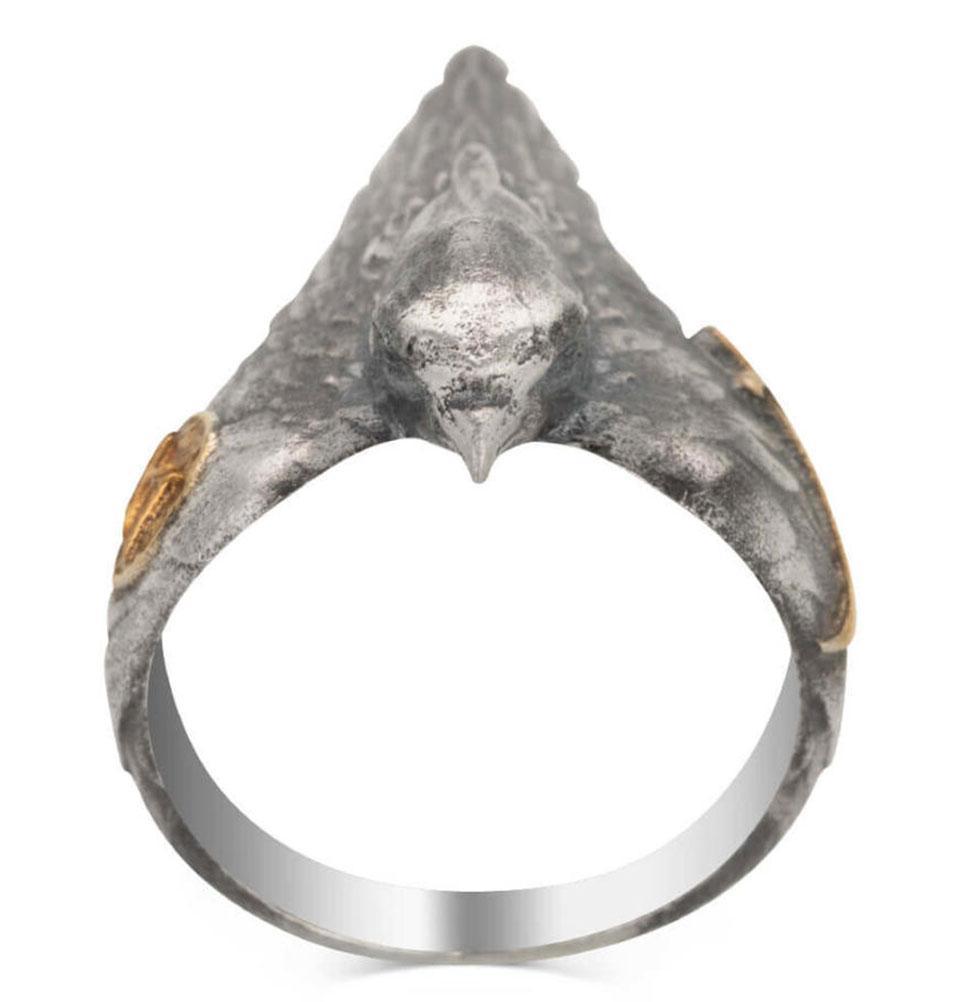 Men's Sterling Silver Licensed Ertugrul Hawk Ring