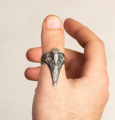 Men's Sterling Silver Licensed Ertugrul Hawk Ring