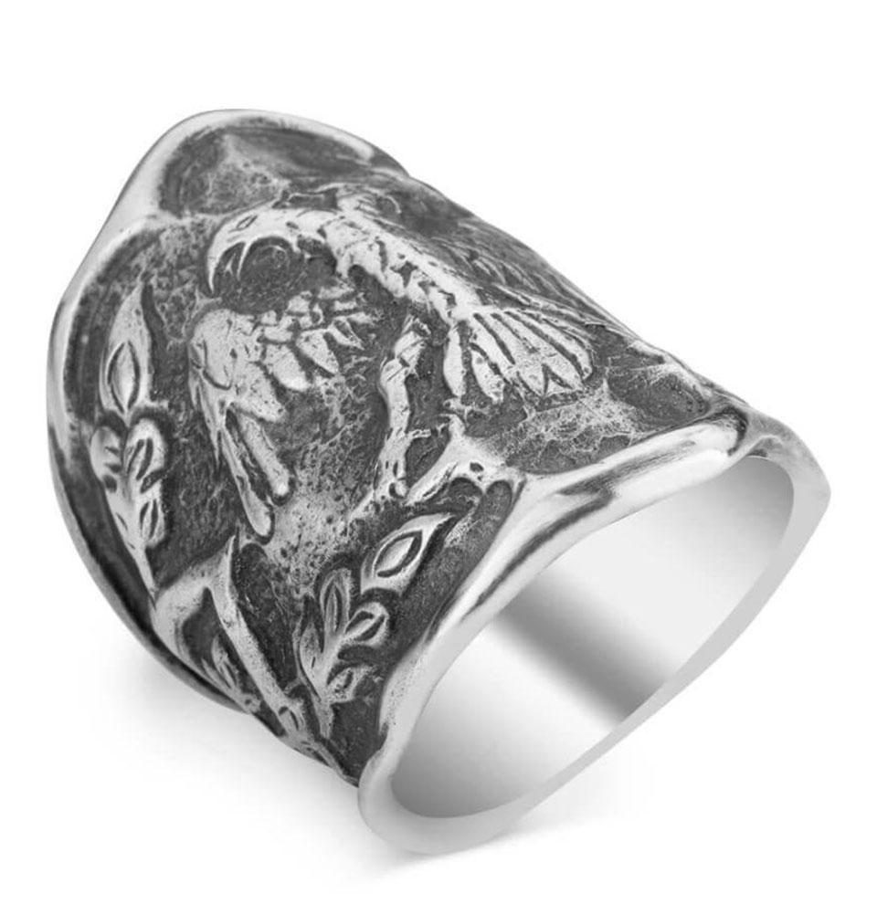 Men's Sterling Silver Licensed Ertugrul Eagle Thumb Ring