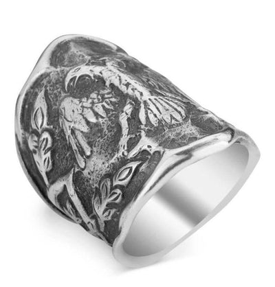 Men's Sterling Silver Licensed Ertugrul Eagle Thumb Ring