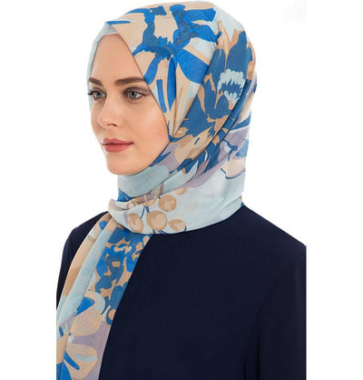 Armine Gold Cotton Hijab Shawl Floral 077-018