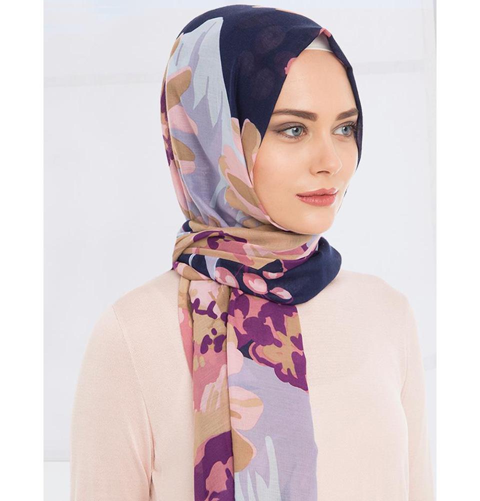 Armine Gold Cotton Hijab Shawl Floral 077-018