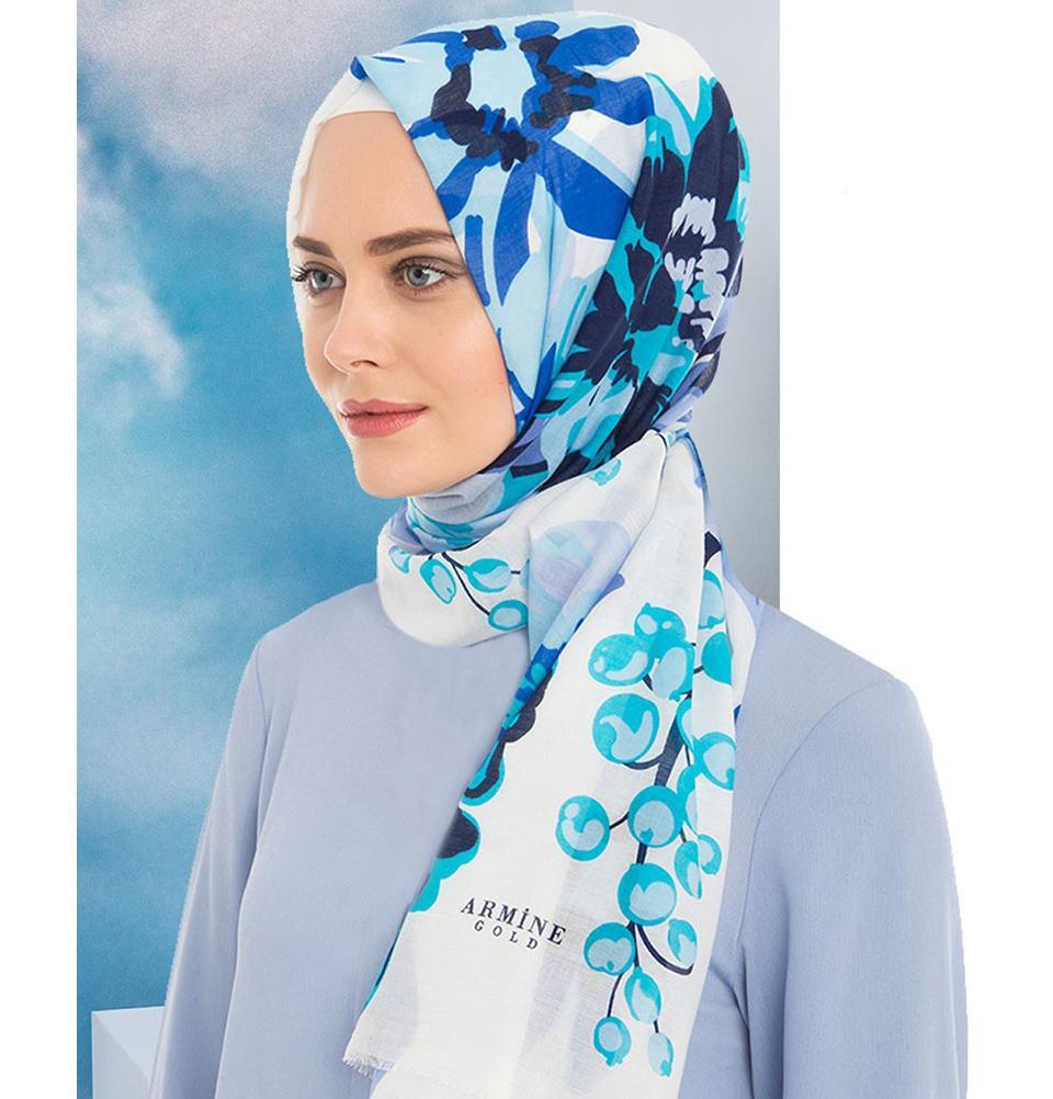 Armine Gold Cotton Hijab Shawl Floral 077-018