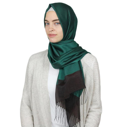 Armine Trend Taffeta Hijab Shawl Green/Brown