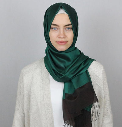 Armine Trend Taffeta Hijab Shawl Green/Brown