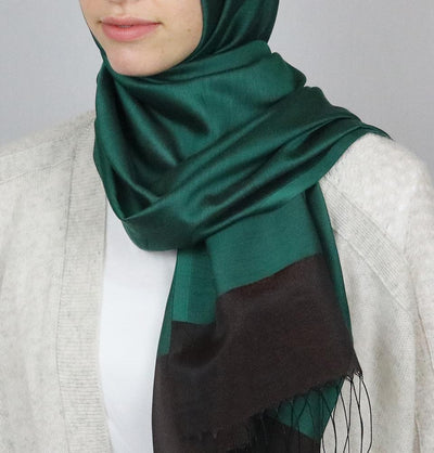 Armine Trend Taffeta Hijab Shawl Green/Brown