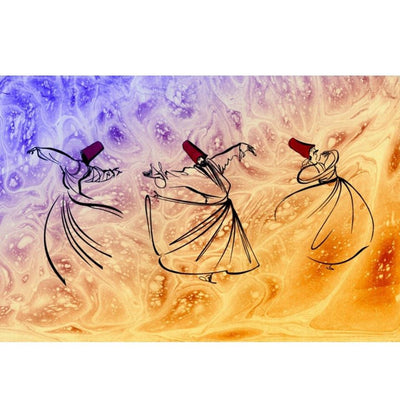 Atlantis Tablo Islamic Decor Three Whirling Dhervishes Ebru Canvas Print Islamic Art B11861 - Modefa 