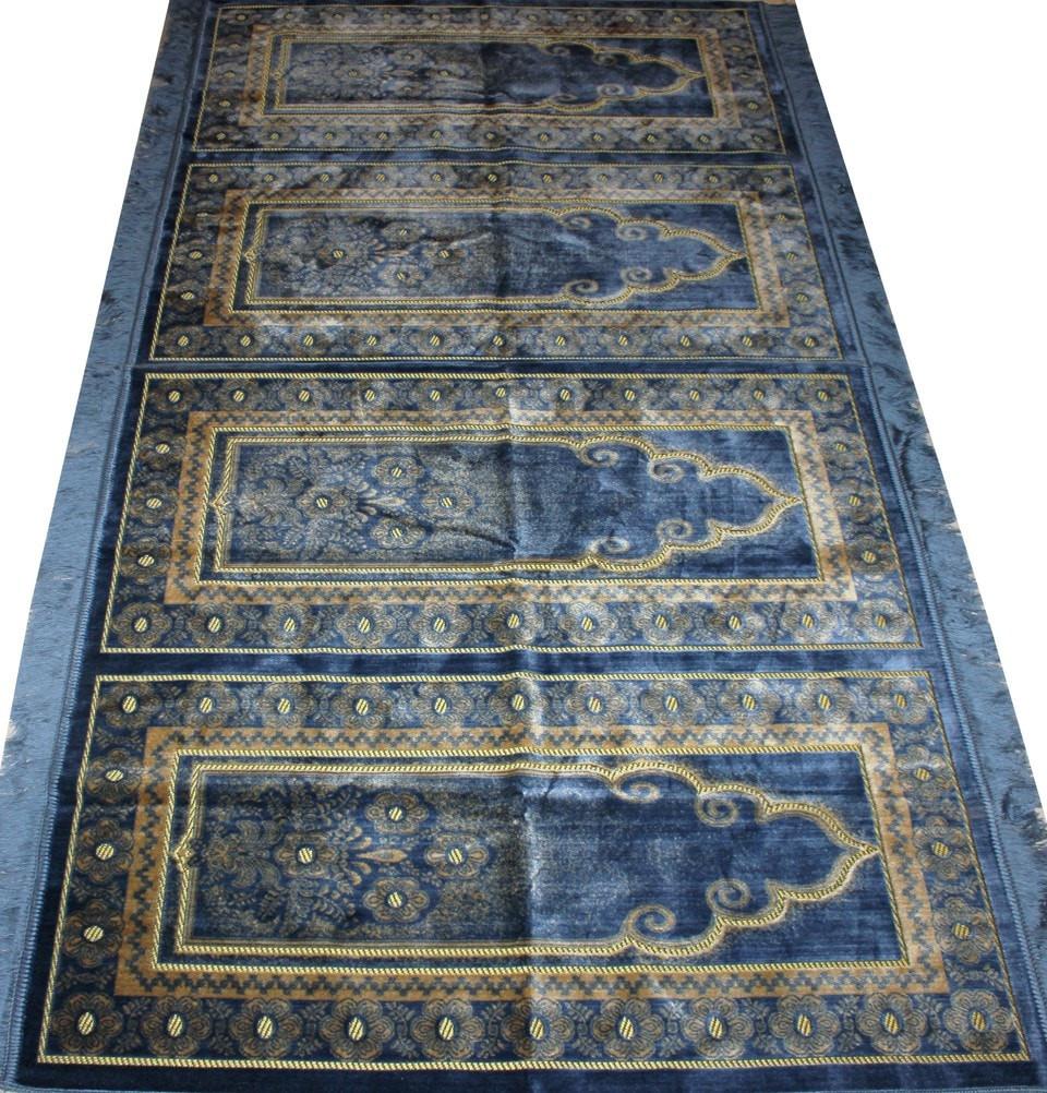 Aydin Prayer Rug Wide 4 Person Masjid Prayer Rug Blue #2 - Modefa 