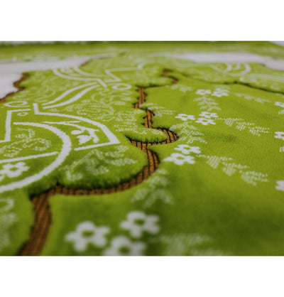 Aydin Prayer Rug Velvet Wide Large Islamic Prayer Rug Trellis Bright Green - Modefa 
