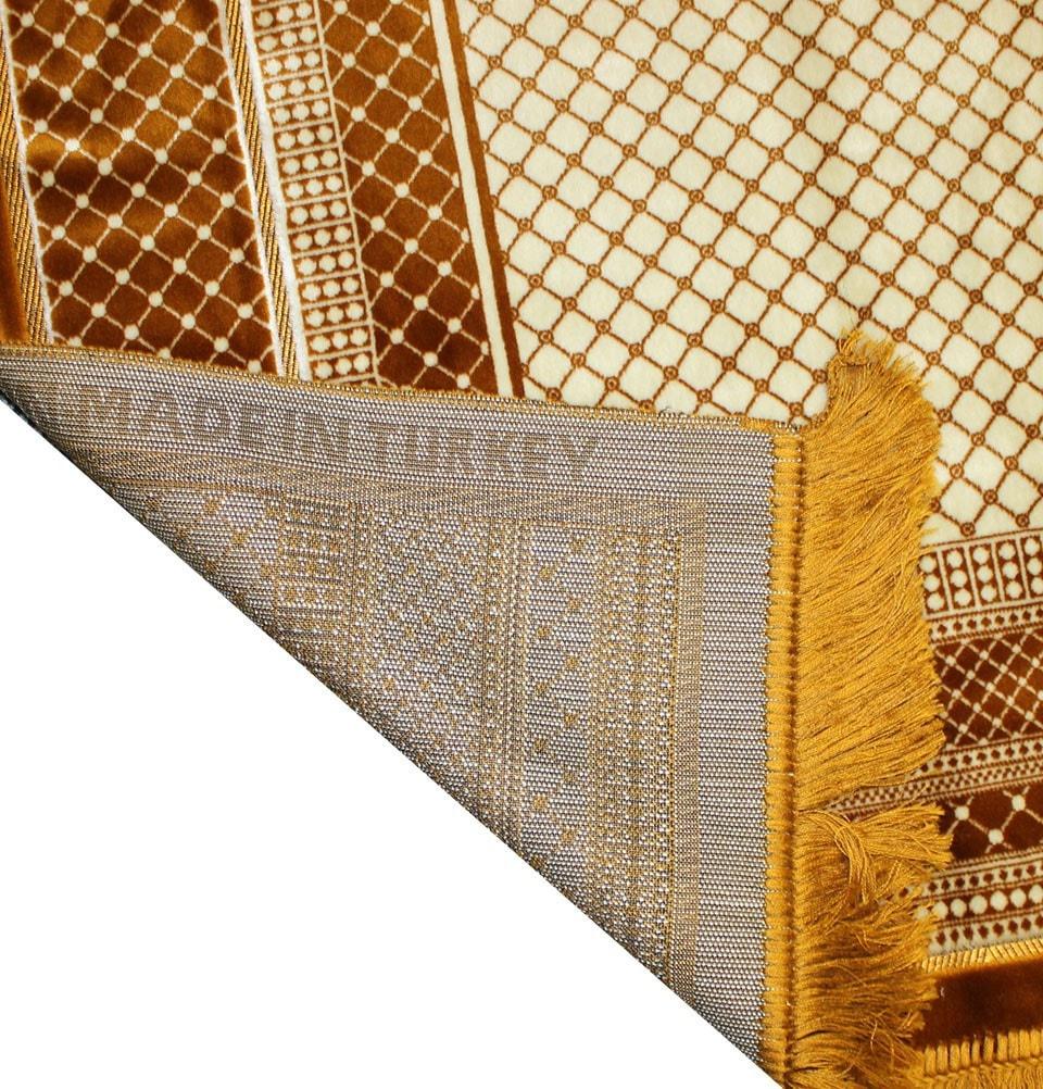 Velvet Wide Large Islamic Prayer Rug Geometric Gold