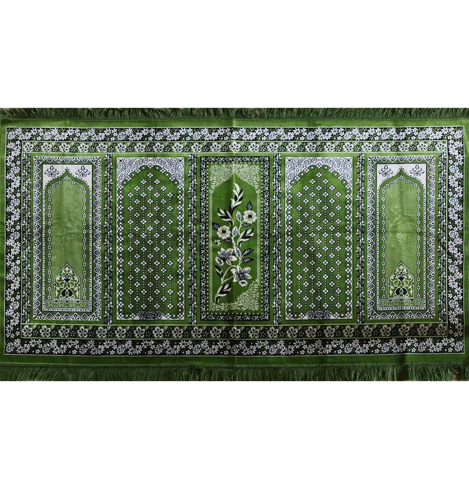 Wide 5 Person Masjid Prayer Rug Dark Green