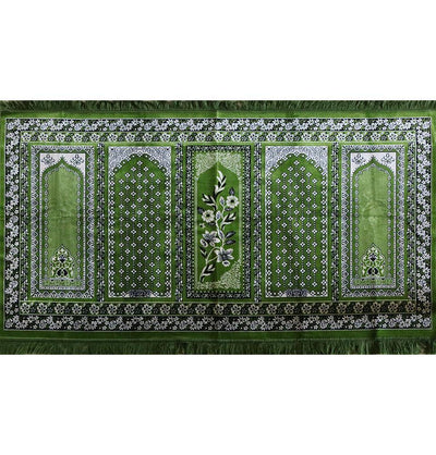 Wide 5 Person Masjid Prayer Rug Dark Green