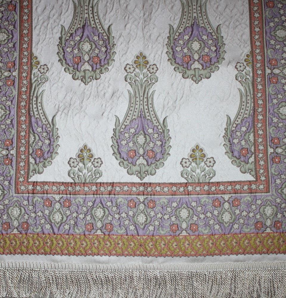 Aydin Prayer Rug Large Wide Luxury Embroidered Islamic Prayer Mat Gift Box 'Jacobean' Tulip- Orange / Purple - Modefa 
