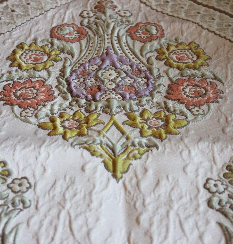 Aydin Prayer Rug Large Wide Luxury Embroidered Islamic Prayer Mat Gift Box 'Jacobean' Tulip- Orange / Purple - Modefa 