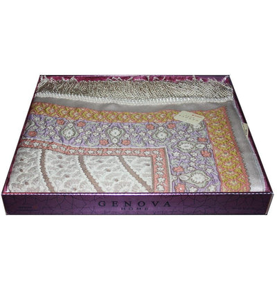 Aydin Prayer Rug Large Wide Luxury Embroidered Islamic Prayer Mat Gift Box 'Jacobean' Tulip- Orange / Purple - Modefa 