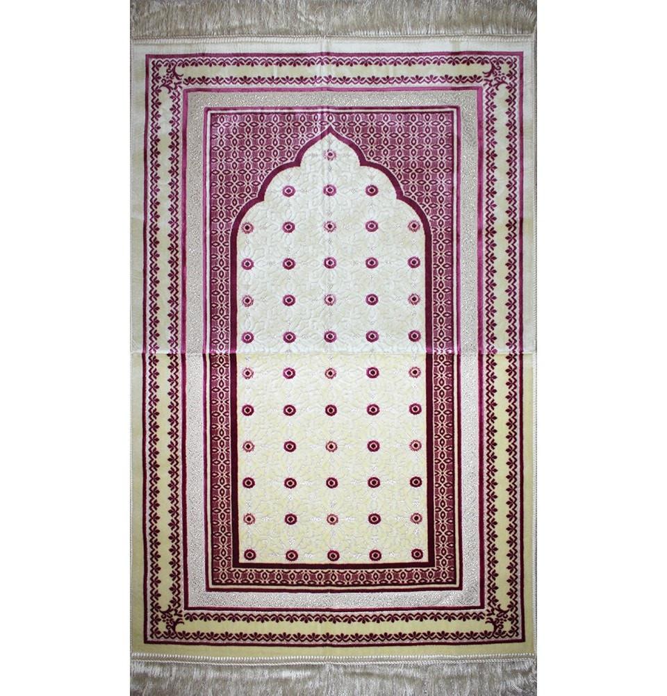 Aydin Prayer Rug Velvet Amber Seccade Prayer Rug Polka Dot Daisy Pink - Modefa 