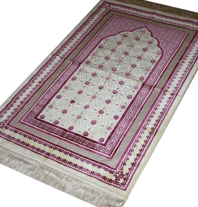 Aydin Prayer Rug Velvet Amber Seccade Prayer Rug Polka Dot Daisy Pink - Modefa 