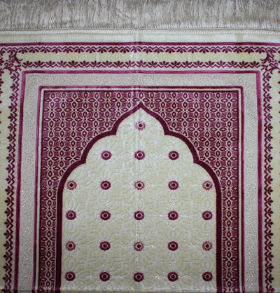 Aydin Prayer Rug Velvet Amber Seccade Prayer Rug Polka Dot Daisy Pink - Modefa 