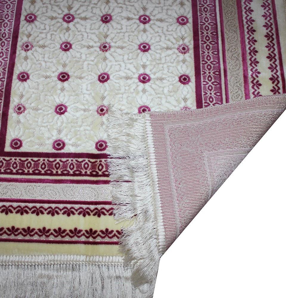 Aydin Prayer Rug Velvet Amber Seccade Prayer Rug Polka Dot Daisy Pink - Modefa 