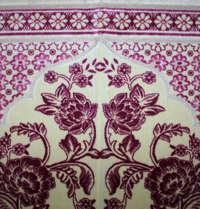 Aydin Prayer Rug Velvet Amber Seccade Prayer Rug Vintage Floral Pink - Modefa 