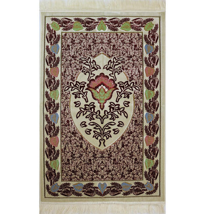 Aydin Prayer Rug Plush Velvet 'Simli' Prayer Rug Red Rose - Modefa 