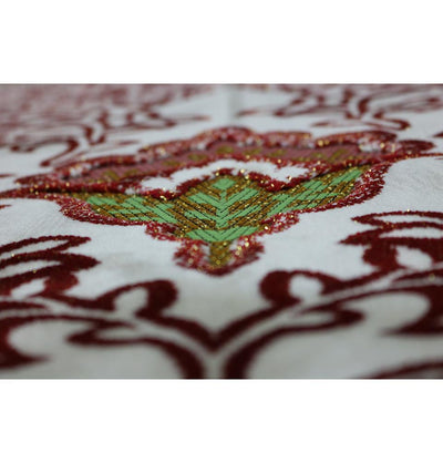 Aydin Prayer Rug Plush Velvet 'Simli' Prayer Rug Red Rose - Modefa 