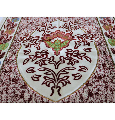 Aydin Prayer Rug Plush Velvet 'Simli' Prayer Rug Red Rose - Modefa 