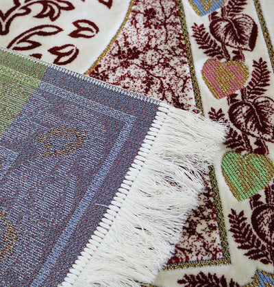 Aydin Prayer Rug Plush Velvet 'Simli' Prayer Rug Red Rose - Modefa 