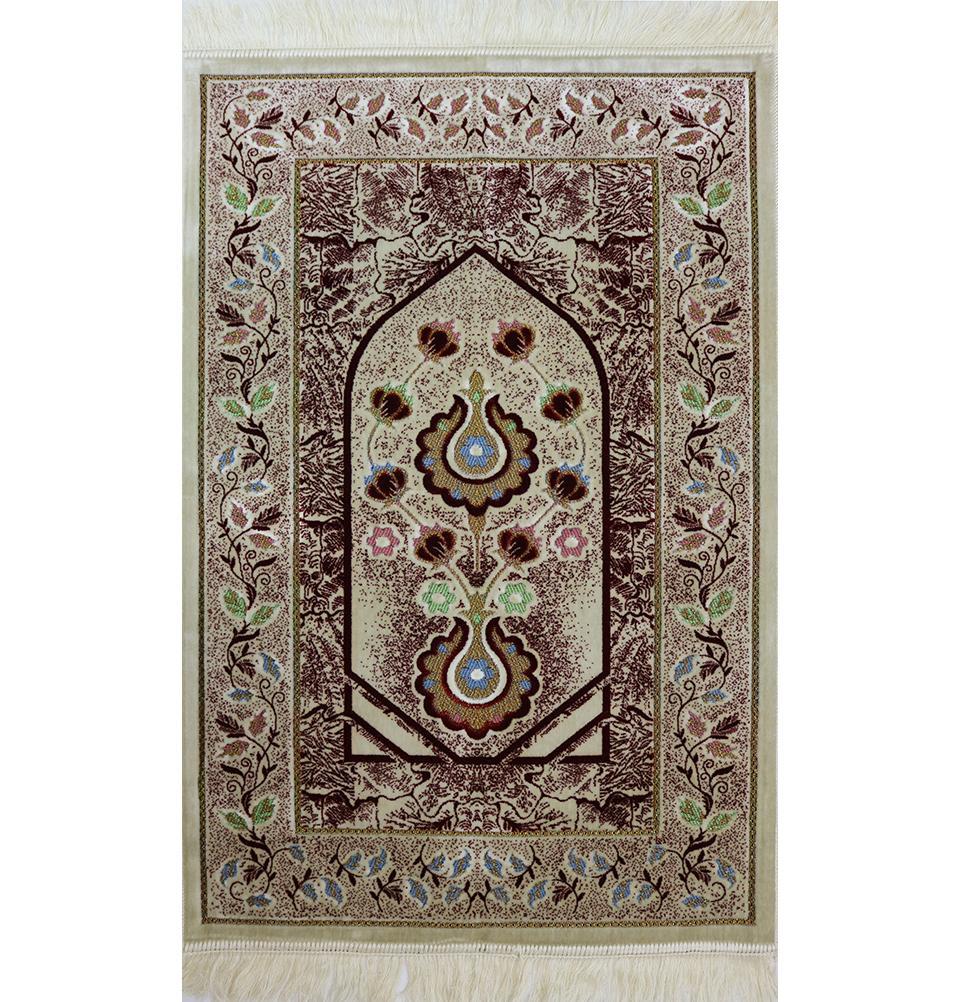 Aydin Prayer Rug Plush Velvet 'Simli' Prayer Rug Red Vine - Modefa 