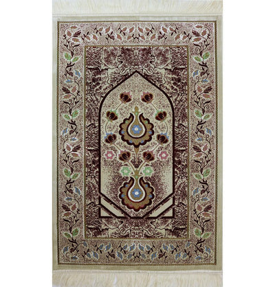Aydin Prayer Rug Plush Velvet 'Simli' Prayer Rug Red Vine - Modefa 