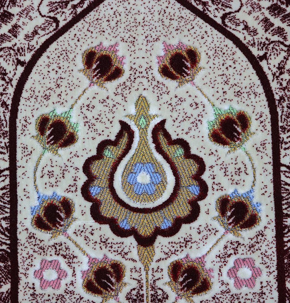 Aydin Prayer Rug Plush Velvet 'Simli' Prayer Rug Red Vine - Modefa 