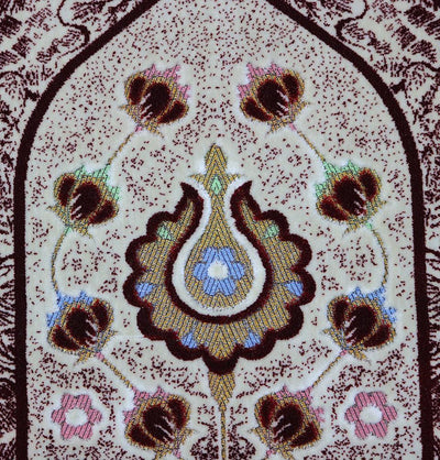 Aydin Prayer Rug Plush Velvet 'Simli' Prayer Rug Red Vine - Modefa 
