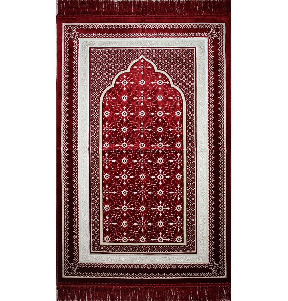 Aydin Prayer Rug Velvet Amber Seccade Prayer Rug Daisy Polka Dot Red - Modefa 