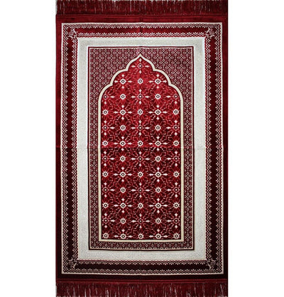 Aydin Prayer Rug Velvet Amber Seccade Prayer Rug Daisy Polka Dot Red - Modefa 