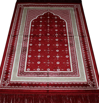 Aydin Prayer Rug Velvet Amber Seccade Prayer Rug Daisy Polka Dot Red - Modefa 