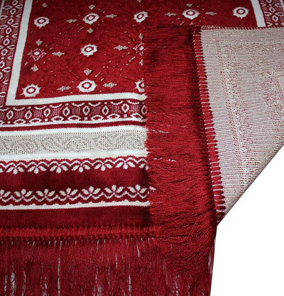 Aydin Prayer Rug Velvet Amber Seccade Prayer Rug Daisy Polka Dot Red - Modefa 
