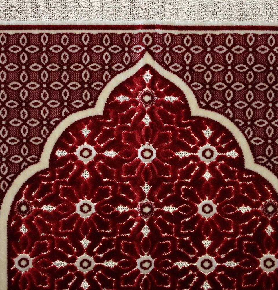 Aydin Prayer Rug Velvet Amber Seccade Prayer Rug Daisy Polka Dot Red - Modefa 