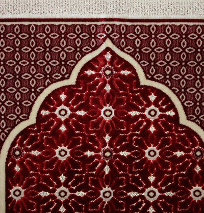 Aydin Prayer Rug Velvet Amber Seccade Prayer Rug Daisy Polka Dot Red - Modefa 