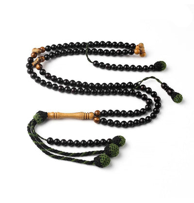 BasmalaBeads African Ebony with Olive Accents 99 Count Prayer Beads