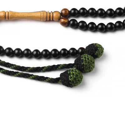 BasmalaBeads African Ebony with Olive Accents 99 Count Prayer Beads