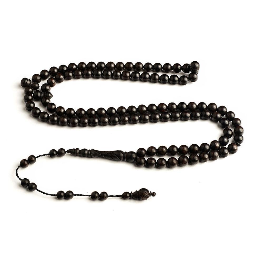 BasmalaBeads African Ebony Wood with Engravings 99 Count Tesbih Prayer Beads