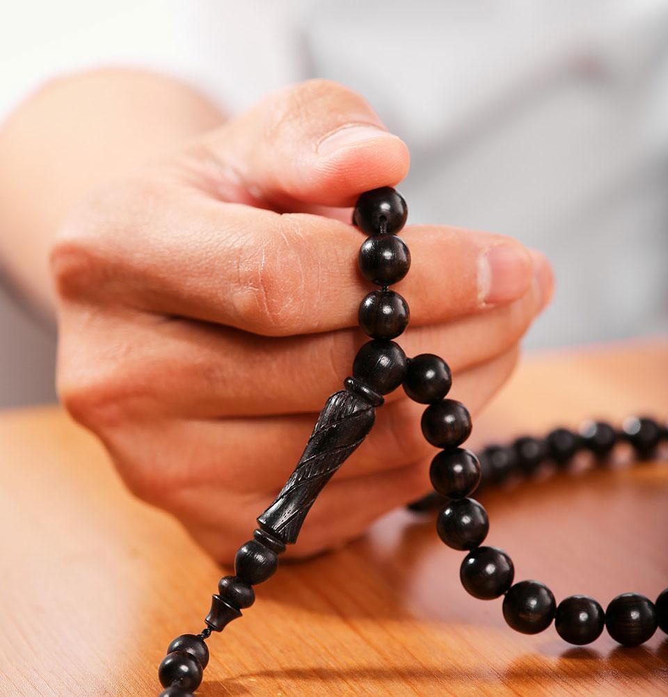 BasmalaBeads African Ebony Wood with Engravings 99 Count Tesbih Prayer