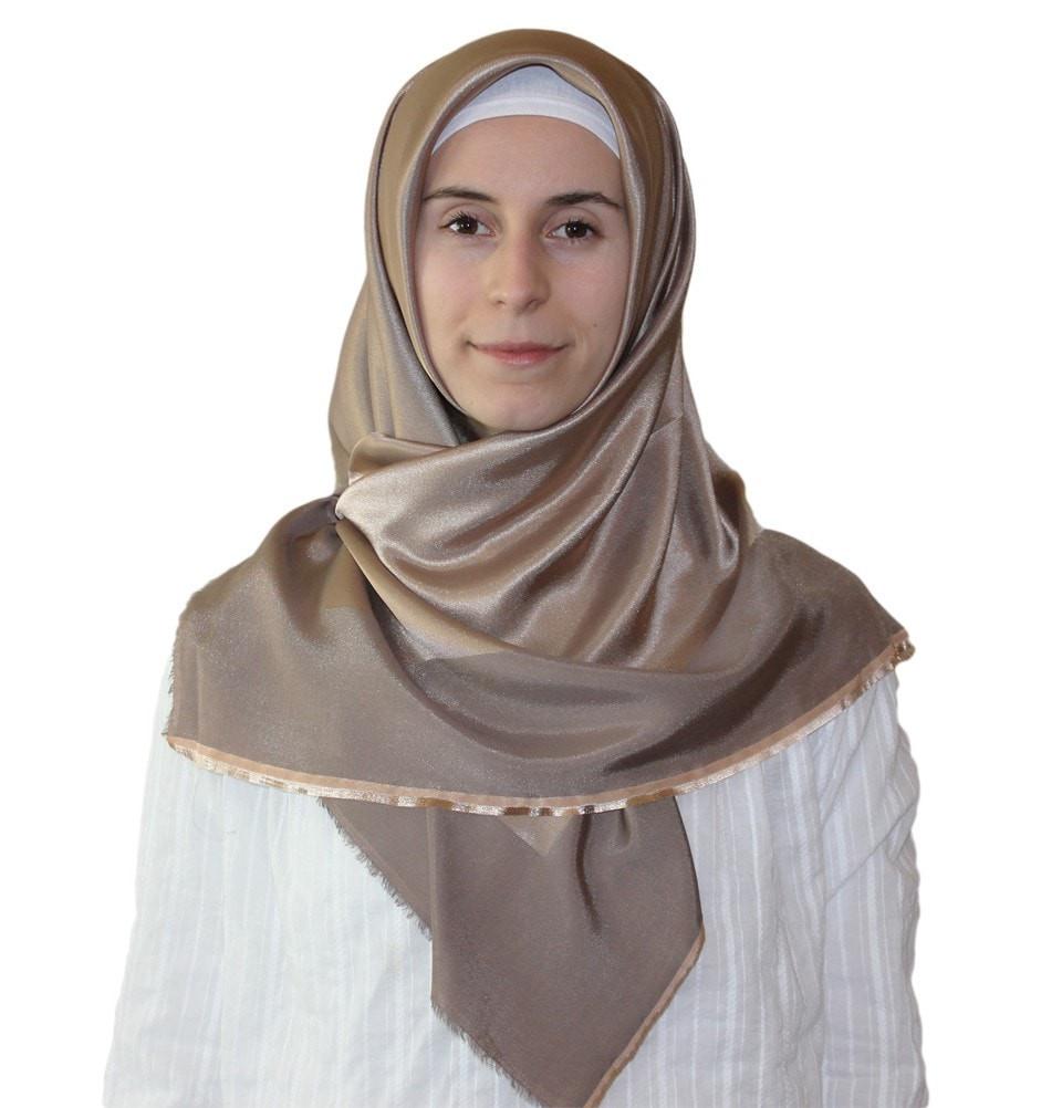 Bonjela scarf Bonjela Twill Large Square Hijab Scarf Reversible Beige - Modefa 