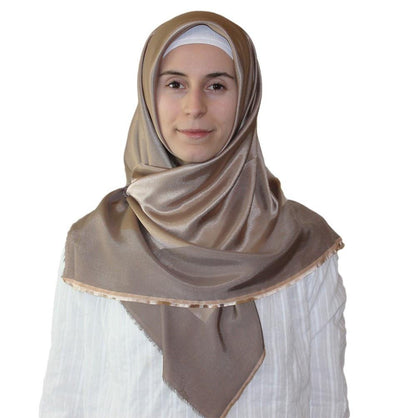Bonjela scarf Bonjela Twill Large Square Hijab Scarf Reversible Beige - Modefa 