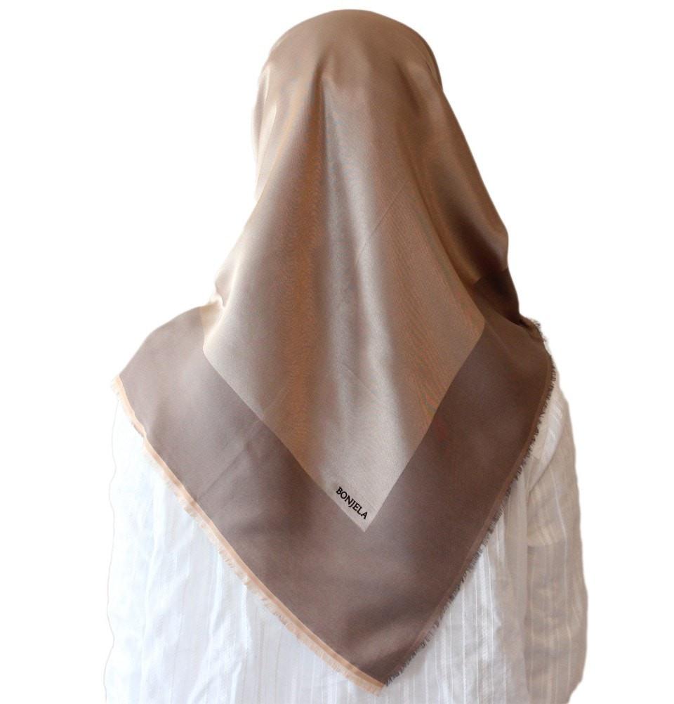 Bonjela scarf Bonjela Twill Large Square Hijab Scarf Reversible Beige - Modefa 