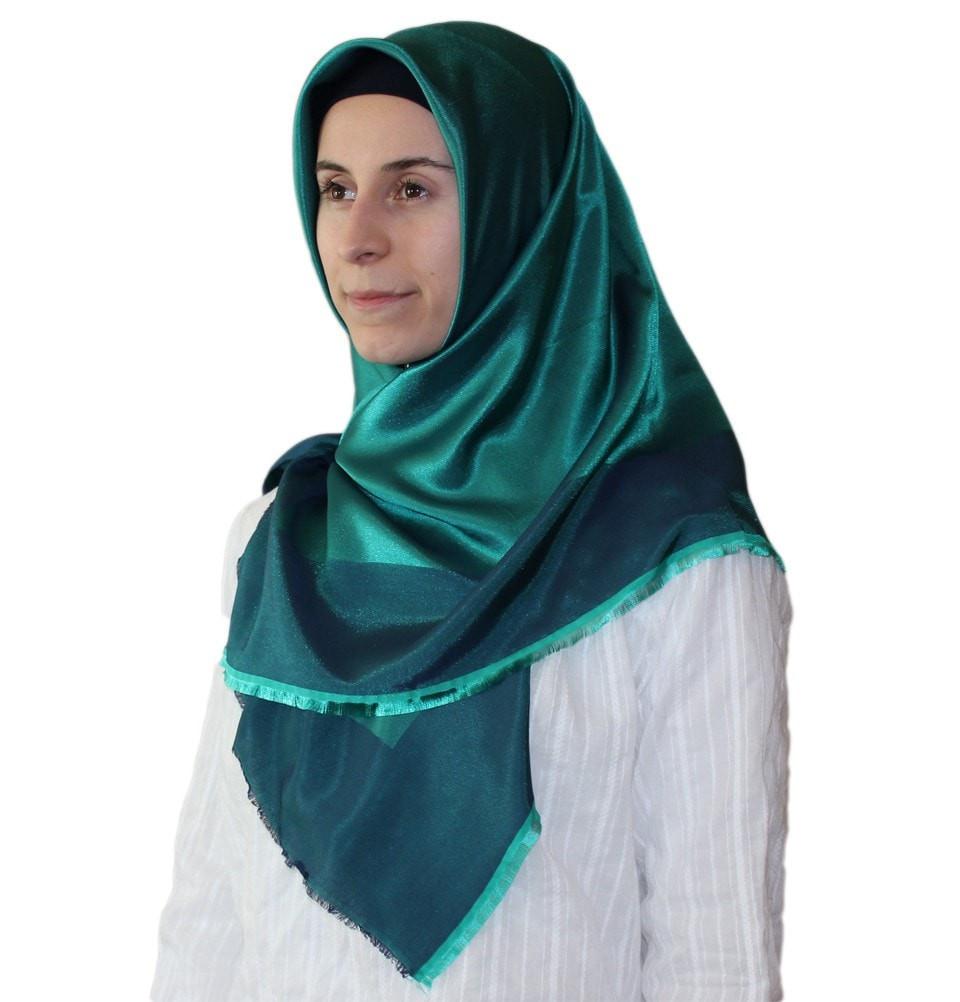 Bonjela scarf Bonjela Twill Large Square Hijab Scarf Reversible Green - Modefa 