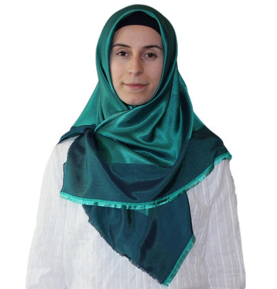 Bonjela scarf Bonjela Twill Large Square Hijab Scarf Reversible Green - Modefa 