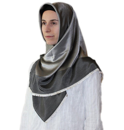 Bonjela scarf Bonjela Twill Large Square Hijab Scarf Reversible Grey - Modefa 