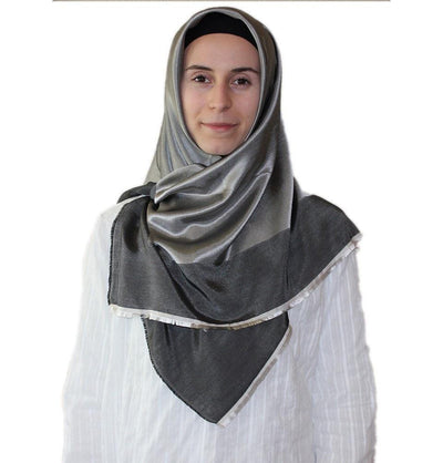 Bonjela scarf Bonjela Twill Large Square Hijab Scarf Reversible Grey - Modefa 