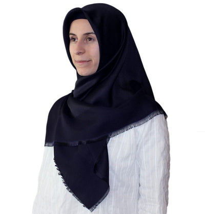 Bonjela scarf Bonjela Twill Large Square Hijab Scarf Reversible Navy Blue - Modefa 